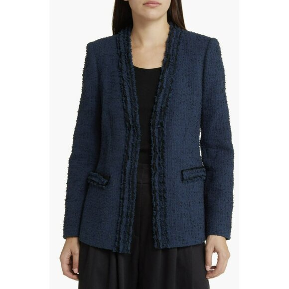 Kobi Halperin $698 Lola Jacket Navy Textured Open Front Blazer NWT - Picture 2 of 8